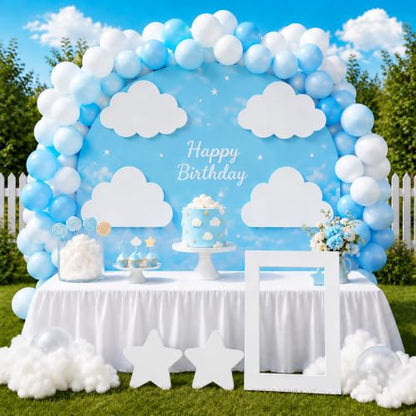 7Pcs White Cloud Standups for Baby Shower & Sky Theme Birthday with Support Stands - Cloud Decoration Set