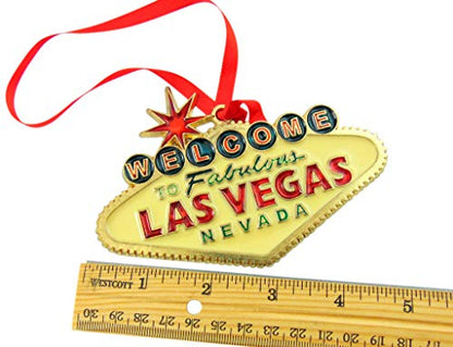Las Vegas Welcome Sign Ornament Gold Metal Christmas Tree Decoration