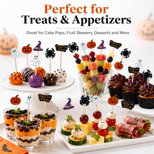 Halloween Cocktail Picks - 150PCS 5.2 Inch Bamboo Party Appetizer Toothpicks