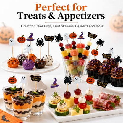 Halloween Cocktail Picks - 150PCS 5.2 Inch Bamboo Party Appetizer Toothpicks
