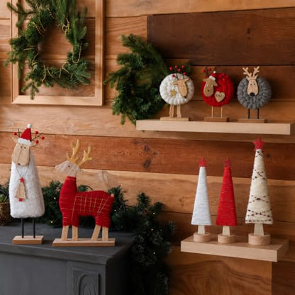 Christmas Felt Reindeer and Tree Figurine Set - Holiday Decorations