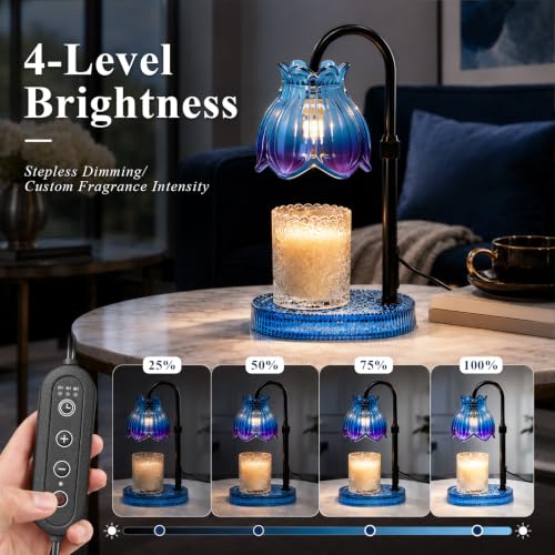 JACCAWS Candle Warmer Lamp with Timer & Dimmer, Adjustable Height - Blue