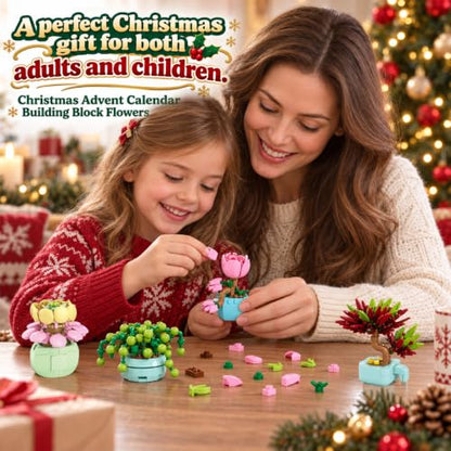 Flower Succulent Advent Calendar 2026 - 24 Mini Plant Building Blocks Kit