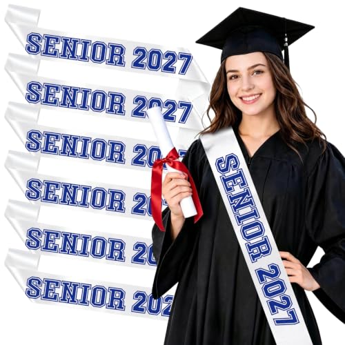 Blue 6PCS Senior Sash 2027 Cheerleader Sash for Graduation Party