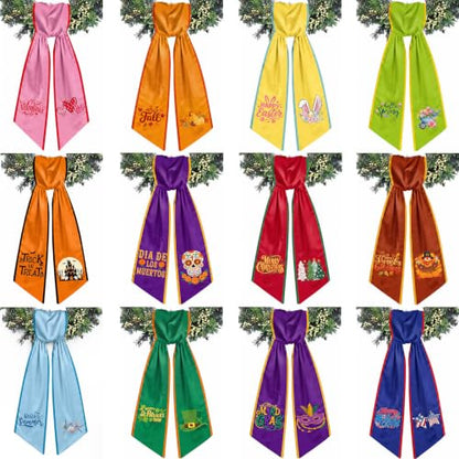 12 Pcs Seasonal Wreath Sash for Front Door Fall Autumn Holiday Decor