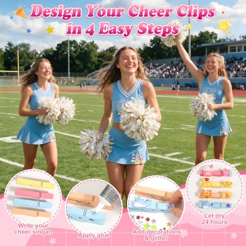Cheer Pins Making Kit with 100 Macaron-Colored Clothes Pins and Charms for Backpacks & Crafts