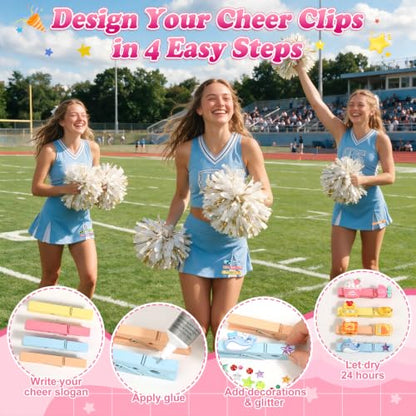 Cheer Pins Making Kit with 100 Macaron-Colored Clothes Pins and Charms for Backpacks & Crafts