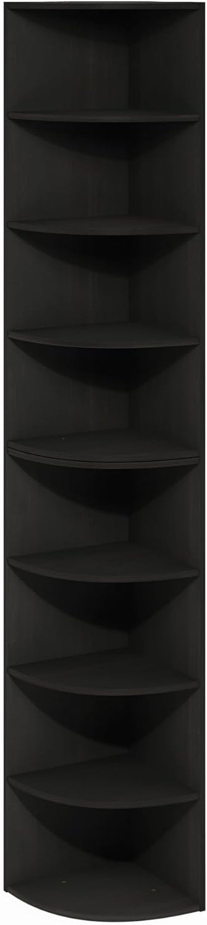 Furinno ECON Corner Shelf - 8-Tier Bookshelf for Stylish Organization | Espresso Finish