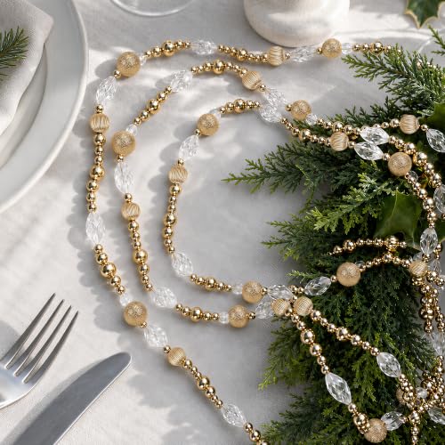 Golden 2-Pack 20ft Christmas Bead Garland for Holiday Decor