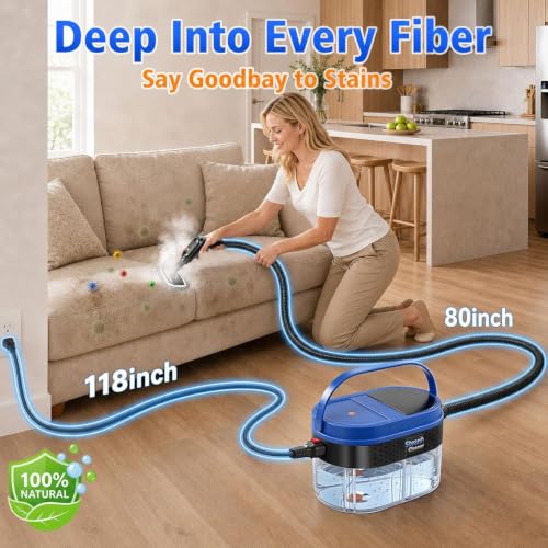 Blue Handheld Steam Cleaner 2500W for Home & Car Cleaning