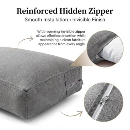 Khaki Linen Sofa Back Cushion Cover 28x20x6in Deep for Couch Bed Chair