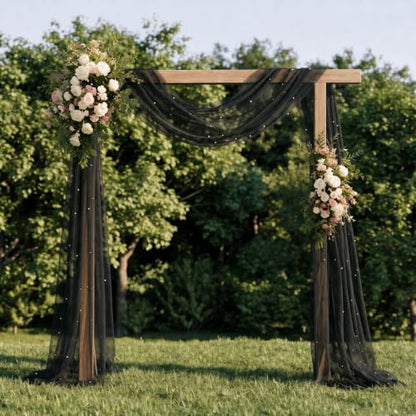 3-Pack 28x120 Inch Pearl Black Gauze Table Runners - Elegant Home Decor