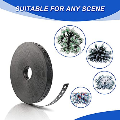 50m Black Mounting Strip for 12mm RGB Pixels - HDPE Material, 1 Inch Spacing