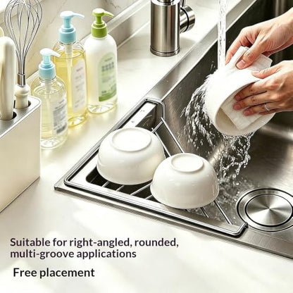 2PCS Stainless Steel Corner Sink Rack - Triangle Dish Drying Organizer for Kitchen Counter
