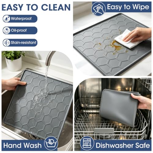Heat Resistant Silicone Mat for Ninja Crispi DualZone Air Fryer, Countertop Protector, Dishwasher Safe, Grey
