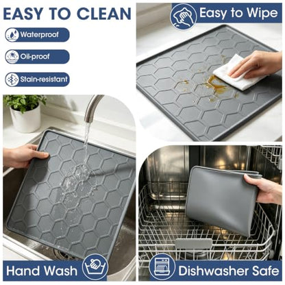 Heat Resistant Silicone Mat for Ninja Crispi DualZone Air Fryer, Countertop Protector, Dishwasher Safe, Grey