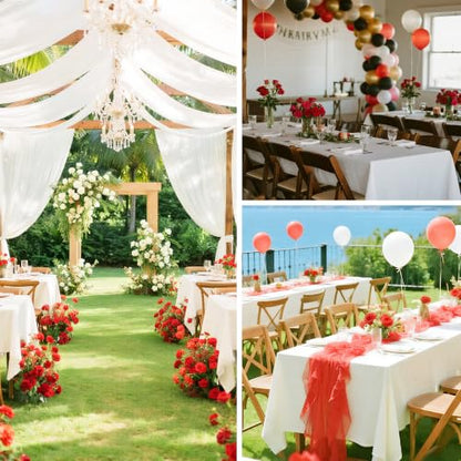 White 6 Pack 60 x 102 Inch Rectangular Tablecloth - Wrinkle & Stain Resistant Polyester, Washable Dining Cover for Parties & Camping Variation of THIS listing