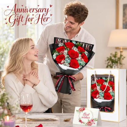 Preserved Flower Gift Set - Red Roses for Birthday, Anniversary, or Special Occasion (Variation: Red)