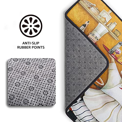 Non-Slip Kitchen Rugs and Mats - Washable Fat Chef Decor 39x20 Inches