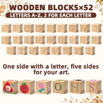 Baby Shower Games Kit with Templates and Wooden Blocks - Gold & E+ Variation