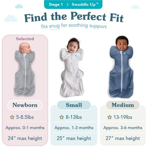 Love to Dream Swaddle UP - Gray Newborn Swaddle for Better Sleep | 5-8.5 lbs, Arms Up Design (Pack of 2)