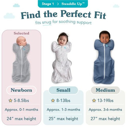 Love to Dream Swaddle UP - Gray Newborn Swaddle for Better Sleep | 5-8.5 lbs, Arms Up Design (Pack of 2)