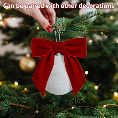 Velvet Bow Ornaments for Christmas Tree - Red 4.5 Inch Set of 20 - Wedding & Holiday Decor