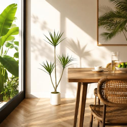 4ft Dracaena Marginata Artificial Tree with 3-Heads - Faux Indoor Plant, Variation: 3ft 11in