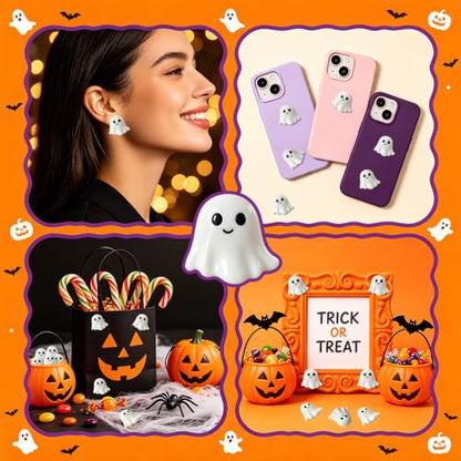Halloween Resin Ghost Charms - Mini Flatback Decorations for Crafts & Party Favors