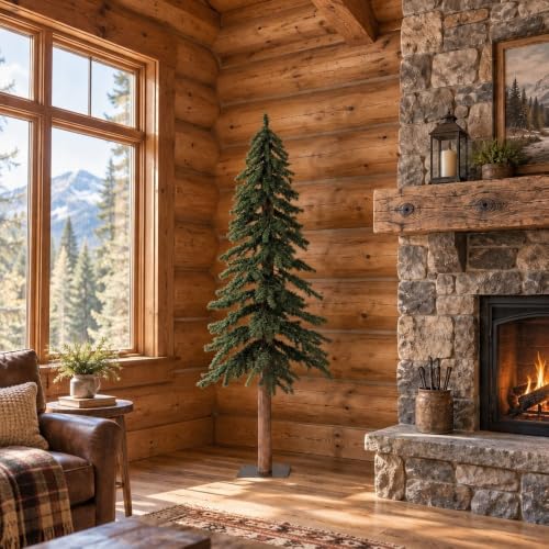 5ft Artificial Alpine Christmas Tree - Natural Green, Unlit with Metal Stand