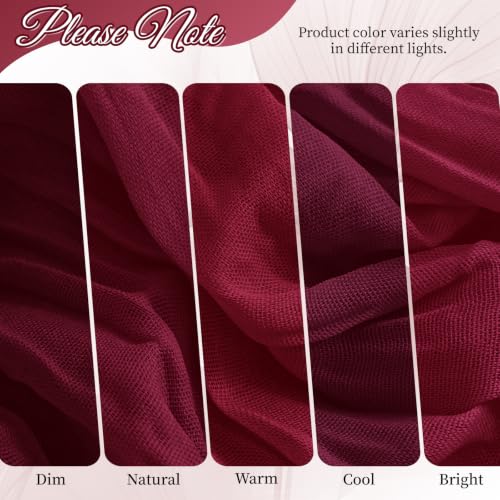 Burgundy Cheesecloth Table Runner 17x108 Inch 8 Pack Boho Gauze Fabric