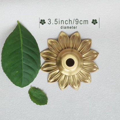 Sunflower Petal Brass Ceiling Plant Hook - 3.5 Inch Decorative Hanging Hook
