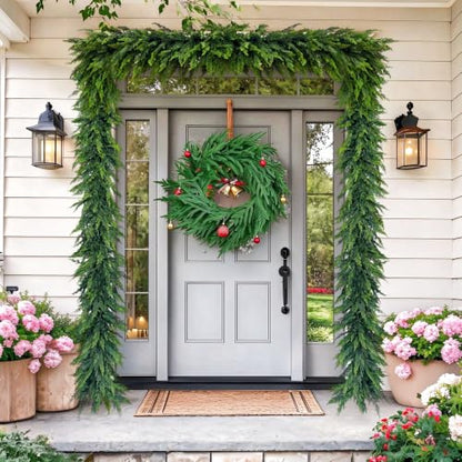 6Ft Real Touch Cedar Garland with 160 Branches for Indoor Outdoor Christmas Decor - Lush & Realistic