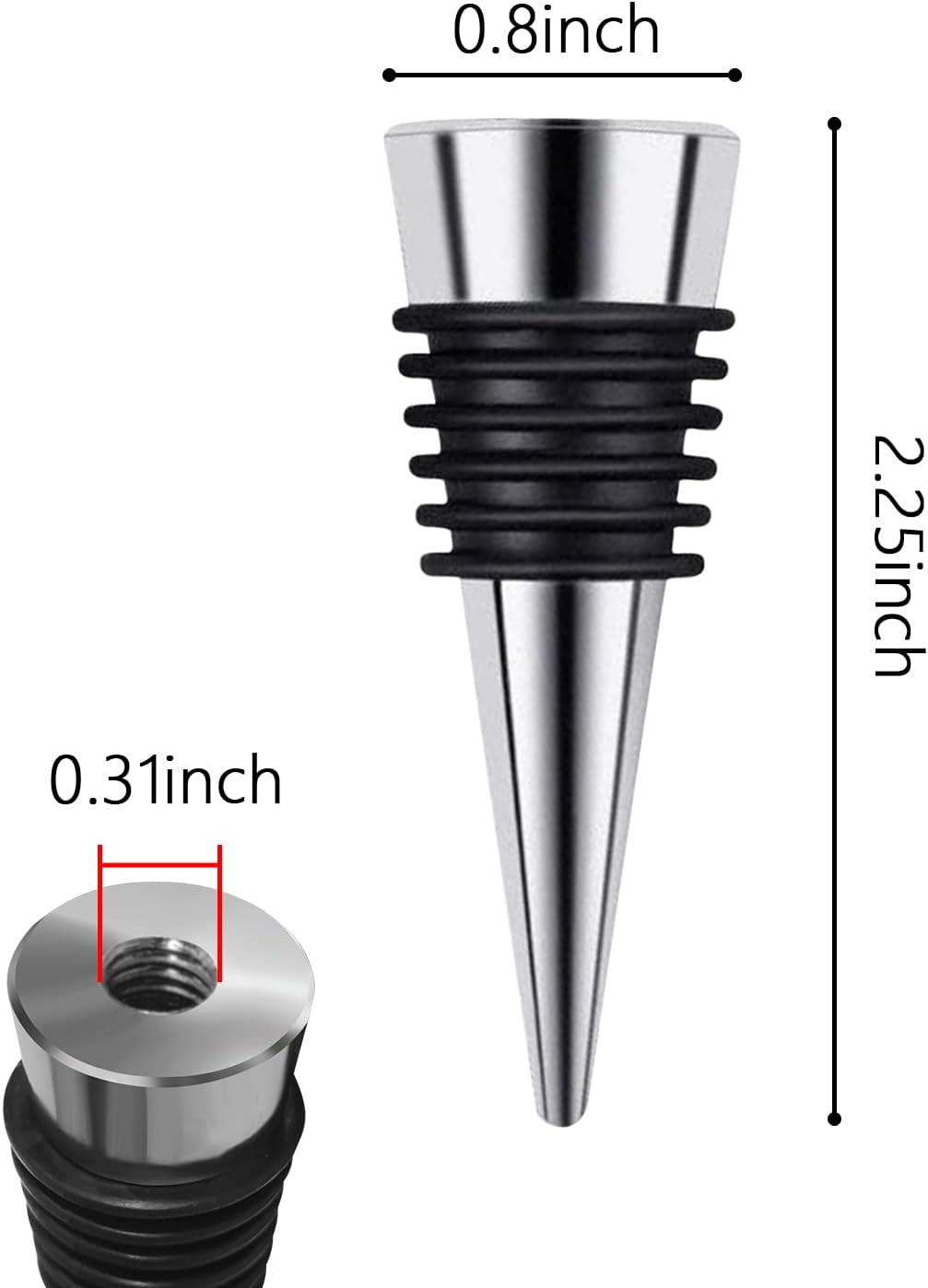 Stainless Steel Wine and Beverage Bottle Stoppers Ball Designed Wine Bottle Corks Tapered Storage Crafts Art DIY (10)