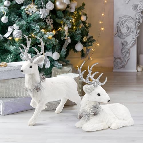 Holiday Reindeer Set of 2 - 18 Inch Sisal Christmas Decorations - Variation of Deer-Set of 2