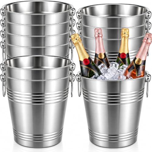 Meekoo 8.4QT Stainless Steel Champagne Bucket with Handle - Silver Barware