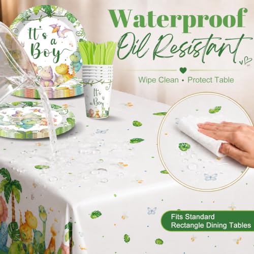 Dinosaur Baby Shower Tableware Set - 16 Serves, Watercolor Dinosaur Theme