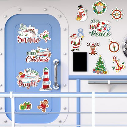 Christmas Cruise Door Magnets 16 Pack - Holiday Refrigerator & Car Decor - Classic