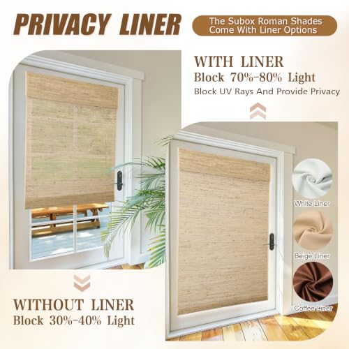 Sunbox Cordless Natural Ramie Bamboo Woven Roman Shades - Warm Beige