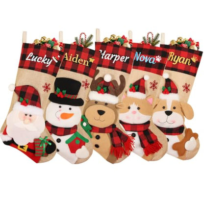 Personalized Christmas Stockings for Family - Custom Holiday Decor - Style 1