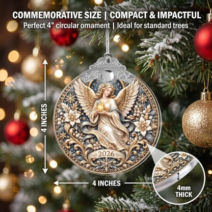 Devory 4-Inch Acrylic Christmas Angel Ornament - 2026 Winter Blessing Decoration