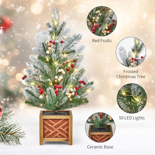 Green 24 Inch Mini Christmas Tree with Lights & Ornaments - DIY Tabletop Decor