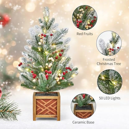 Green 24 Inch Mini Christmas Tree with Lights & Ornaments - DIY Tabletop Decor