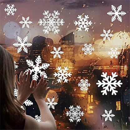 Snowflakes Window Clings - 6 Sheets White Snowflake Holiday Decorations - Winter Snowflake Decals for Windows & Glass Doors - Christmas Snowing Window Stickers - Variation of Snowflakes
