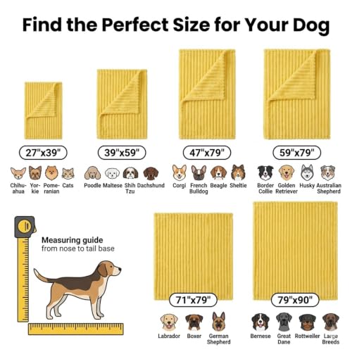 Yellow Dog Blanket - Lightweight Support & Comfort Throw for Crates, Beds, Sofa, Travel - 27x39in