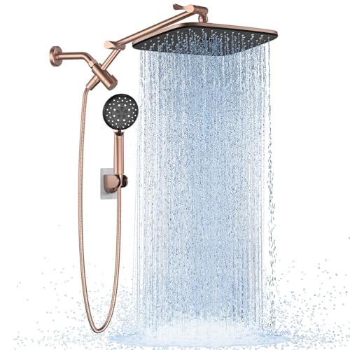 Veken 11.8" Rain Shower Head with Handheld, High Pressure Handheld Shower Heads with Multi Spray Modes,Rainfall Combo with 15" Metal Extension Arm,Detachable Dual Shower,Long 6 ft. Hose,Brushed Nickel