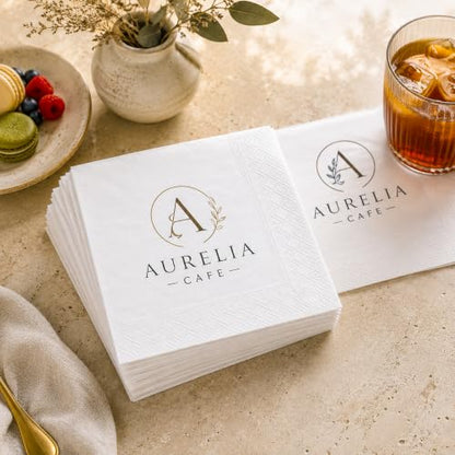 Custom Logo Paper Napkins with Full Print - Party & Wedding Drink Coasters Pack 50-1000
