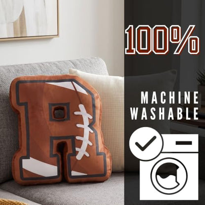 Personalized Football Decor Pillow - Initial J for Men, Coaches, Fans, Bedroom