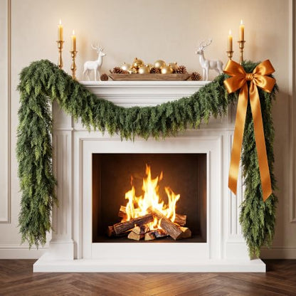 10FT Realistic Cedar Garland - Holiday Christmas Wreath & Decor - Variation of 1