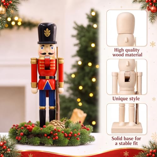Unfinished Nutcracker Soldier Craft Set - 12 Wooden DIY Christmas Decorations